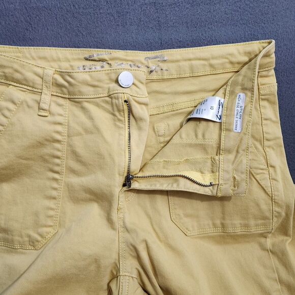 Seven7 Women 10 Yellow Utility Mid Rise Ankle Skinny Jeans - Picture 5 of 13